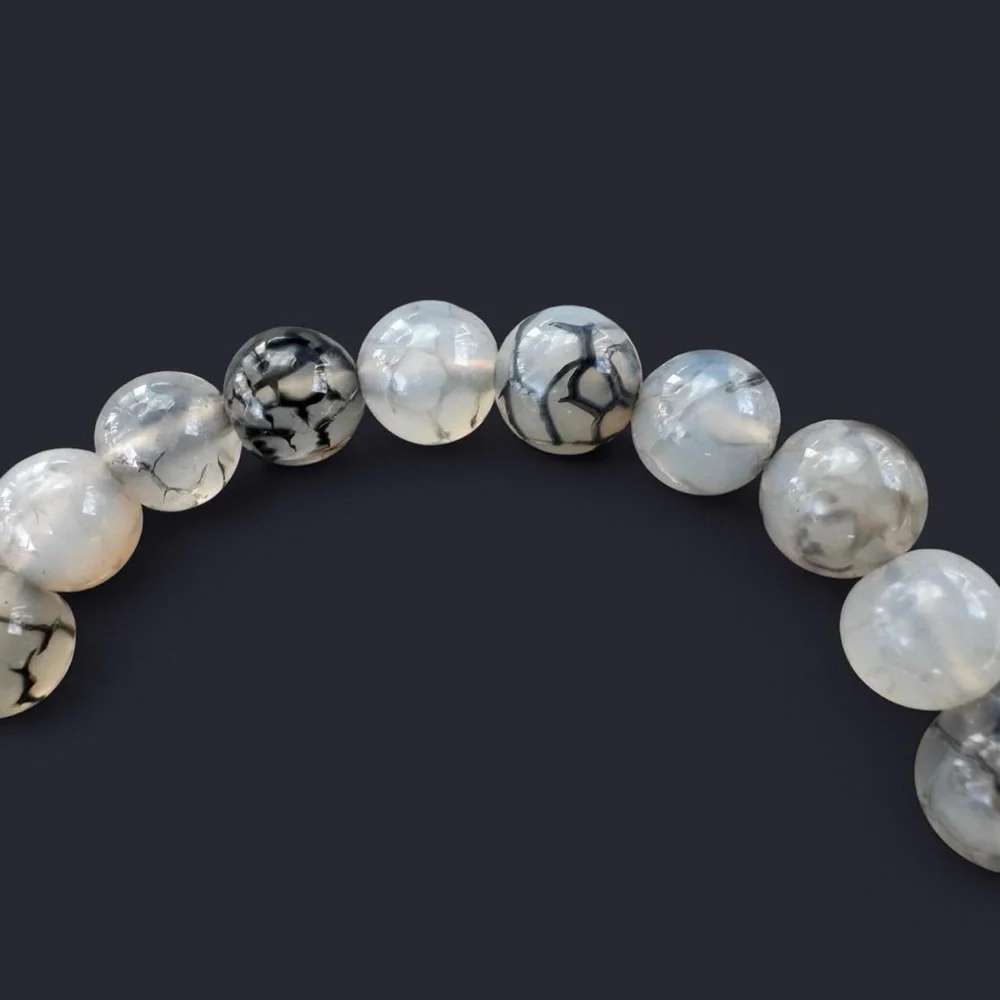 Dragon Vein Agate Gemstone Bead Bracelet 8mm